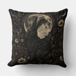 Coussin Le Lièvre Lunaire | Plaid Botanique Céleste Gothiq
