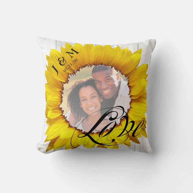 Coussin Le mariage personnalisé de tournesol de photo (Recto)