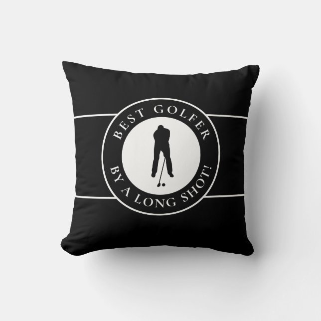 Coussin Le Meilleur Golfeur Noir & Blanc Par Une Longue Ti (Recto)
