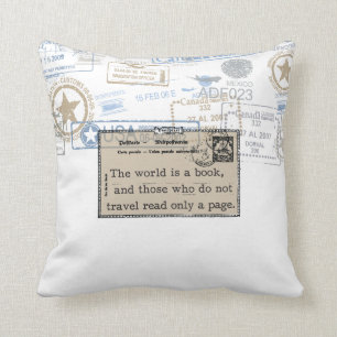 Coussin "Le monde est carreau de Vintage voyage d'un