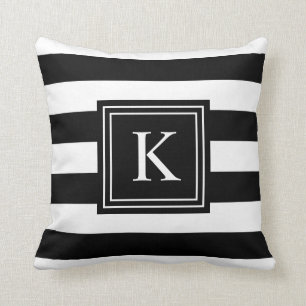 Coussin Le monogramme noir et blanc a barré le carreau de