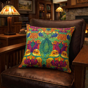 Coussin Le motif Art Nouveau rétro de Voysey représentant
