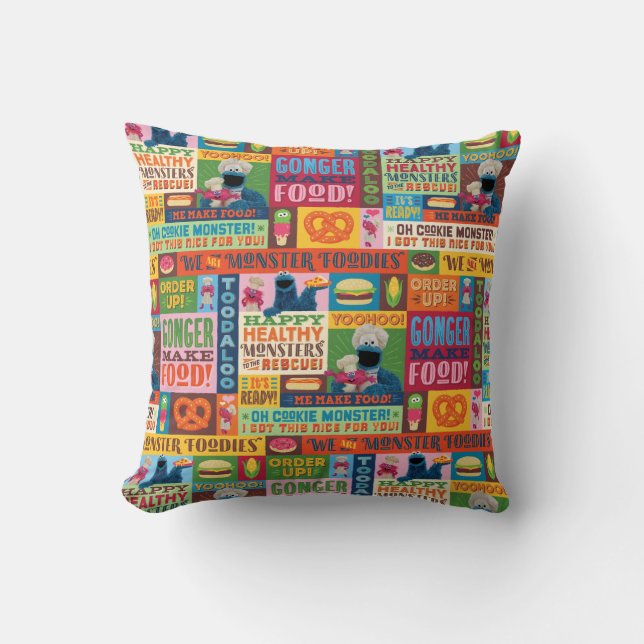 Coussin Le Motif de camion Foodie de Cookie Monster (Recto)