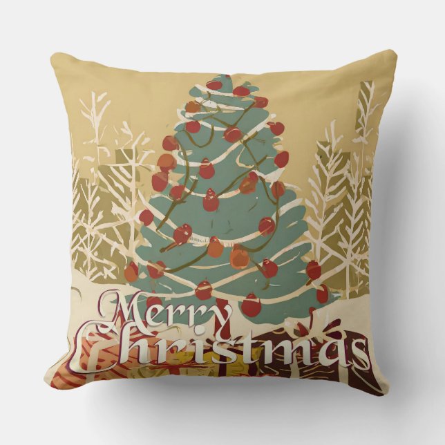 Coussin Le Motif de Noël, avec des présents sous l'arbre d (Recto)
