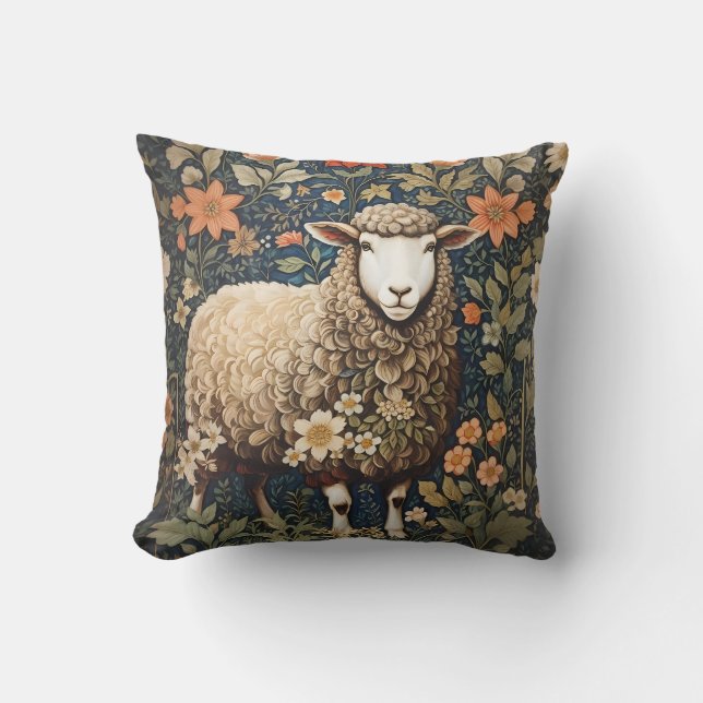 Coussin Le mouton laineux William Morris Inspiré Floral (Recto)