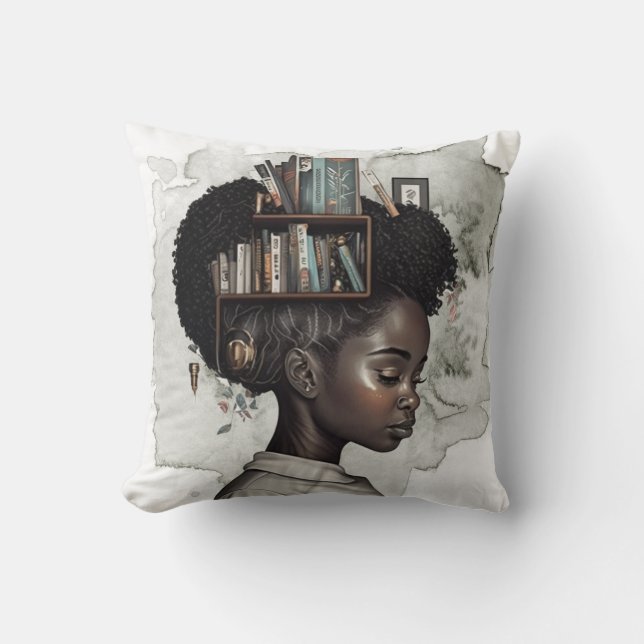 Coussin Le noir est la belle connaissance est la puissance (Recto)