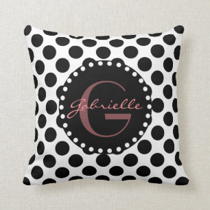 Coussin Le nom, le noir et le blanc mignons du pois W avec