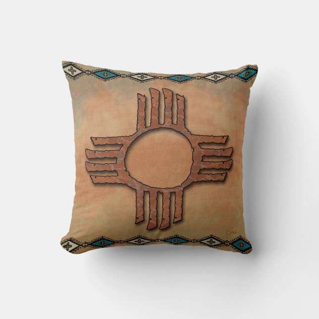 Coussin Le Nouveau Mexique Zia (le soleil) (Recto)