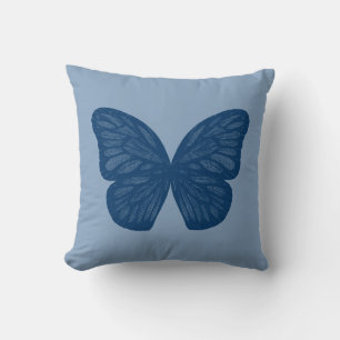 Coussin Le papillon bleu s'envole le carreau