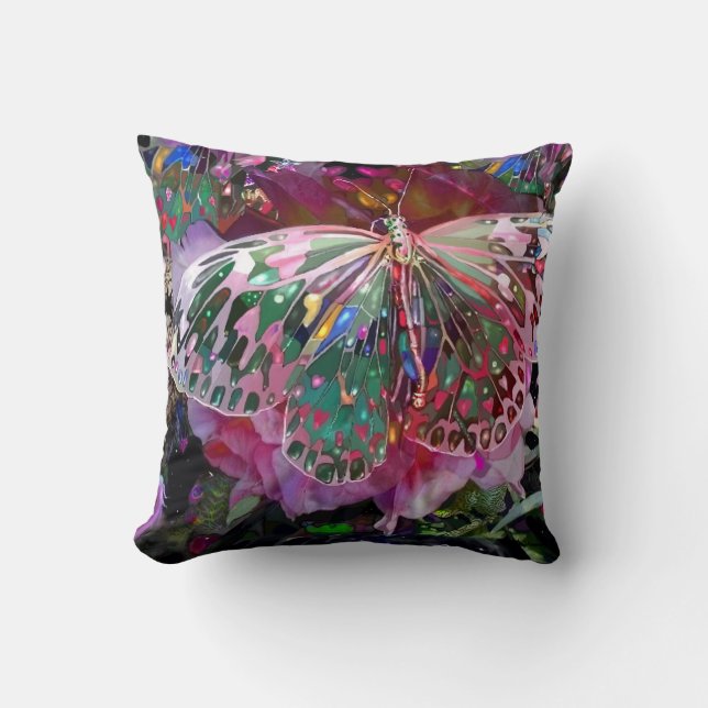 Coussin Le papillon de l'aube levante ! (Recto)