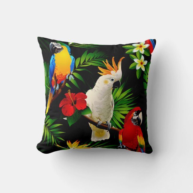 Coussin Le paradis tropical Parrots le carreau (Recto)