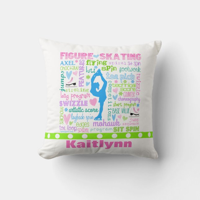 Coussin Le patineur artistique en pastel personnalisé (Recto)