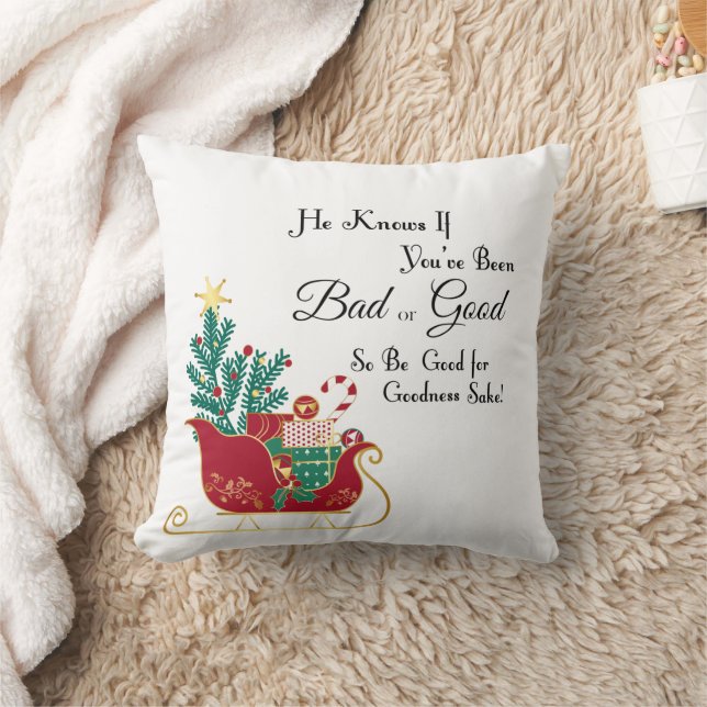 Coussin Le Père Noël arrive à la ville Jacquard Noël (Couverture)