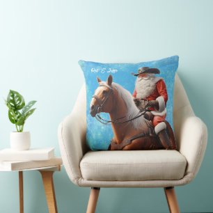 Coussin Le Père Noël dans un Casquette occidental à Noël e