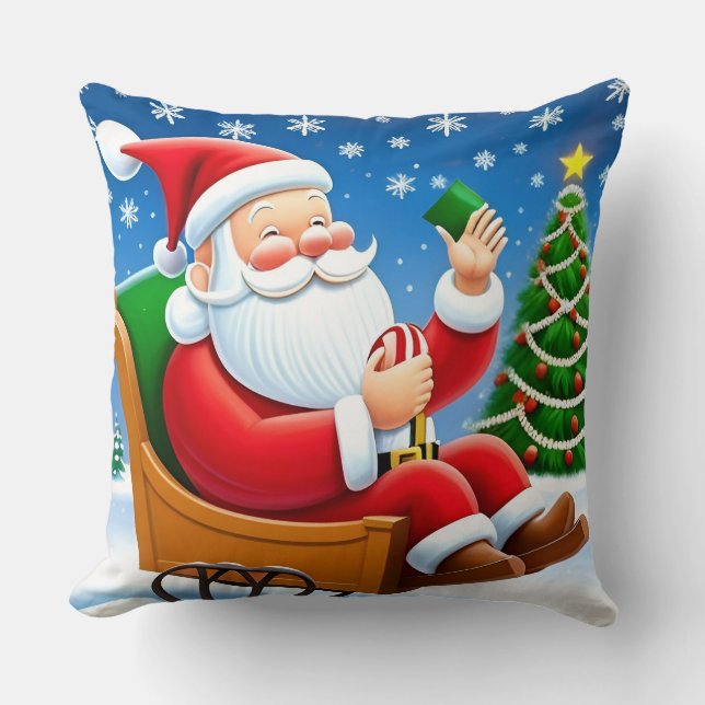 Coussin Le Père Noël Profite De La Réveillon De Noël (Recto)