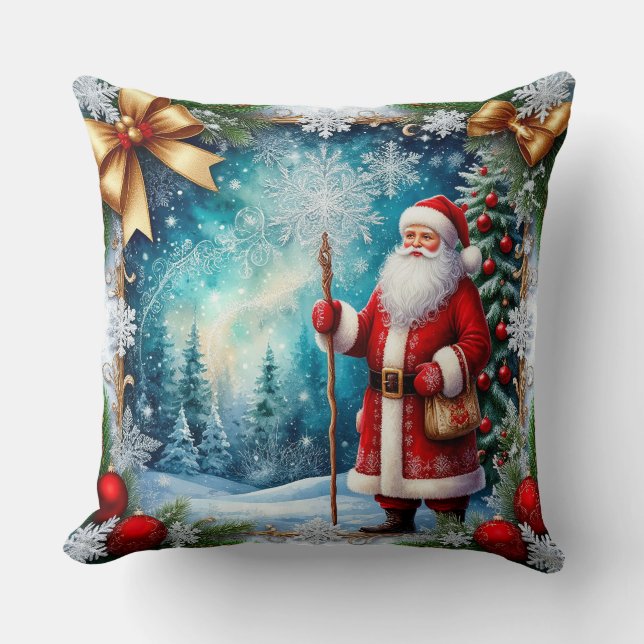 Coussin Le Père Noël traditionnel dans les Merveilles d'hi (Recto)