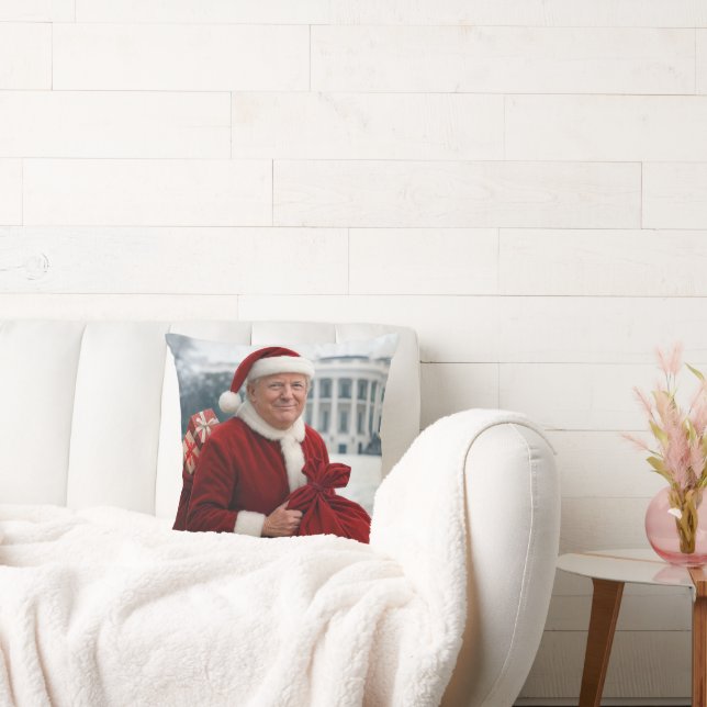 Coussin Le Père Noël Trump Avec Sac Cadeau Rouge (Canapé)