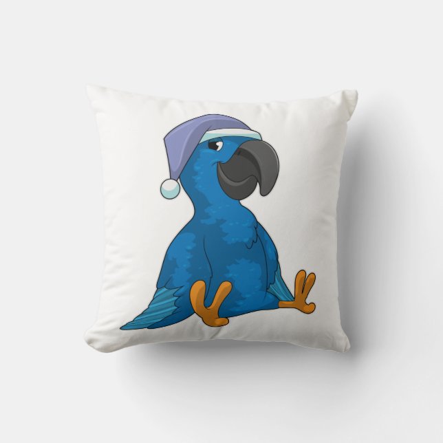 Coussin Le perroquet au coucher avec casquette (Recto)