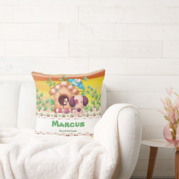 Coussin Le petit chien aventureux 2 avec texte modifiable