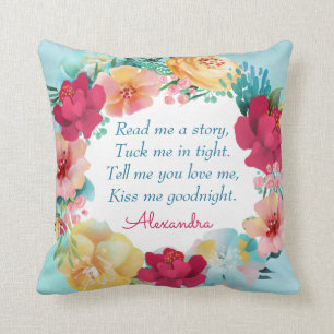 Coussin Le poème floral de l'enfant doux bonne nuit