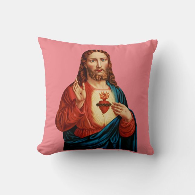 Coussin Le Portrait d'Art Fin du Sacré-Cœur de Jésus (Recto)