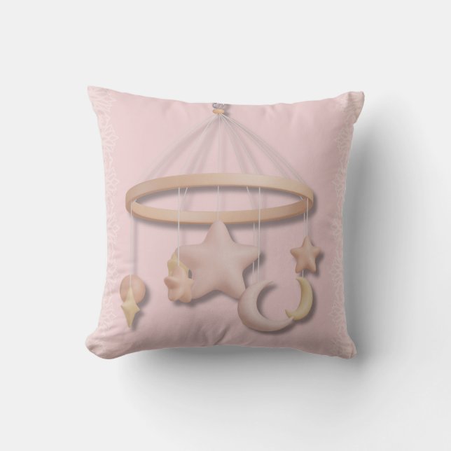Coussin Le premier portable du bébé | Lune et étoiles Past (Recto)
