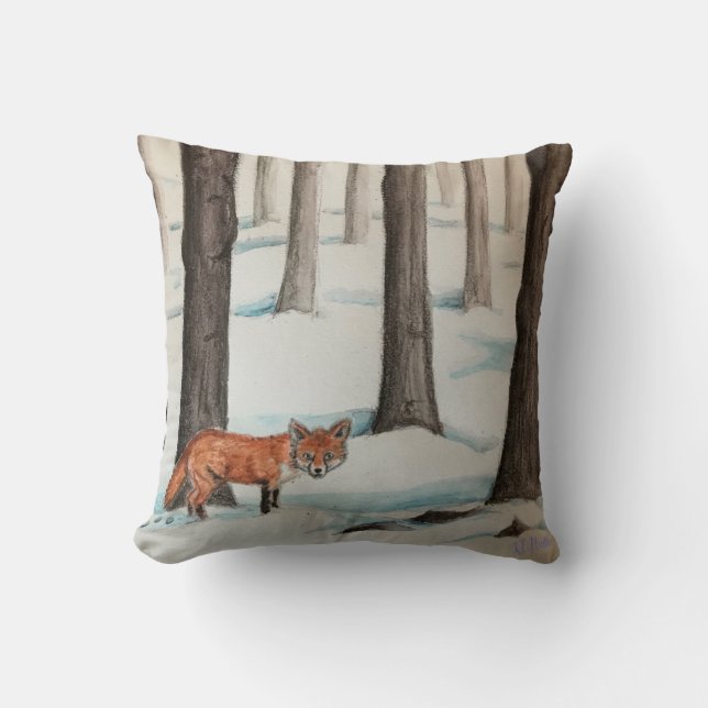 Coussin "Le Renard dans la Neige" (Recto)
