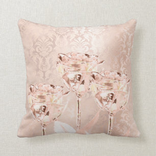 Coussin Le rose de fleurs de roses rougissent damassé en