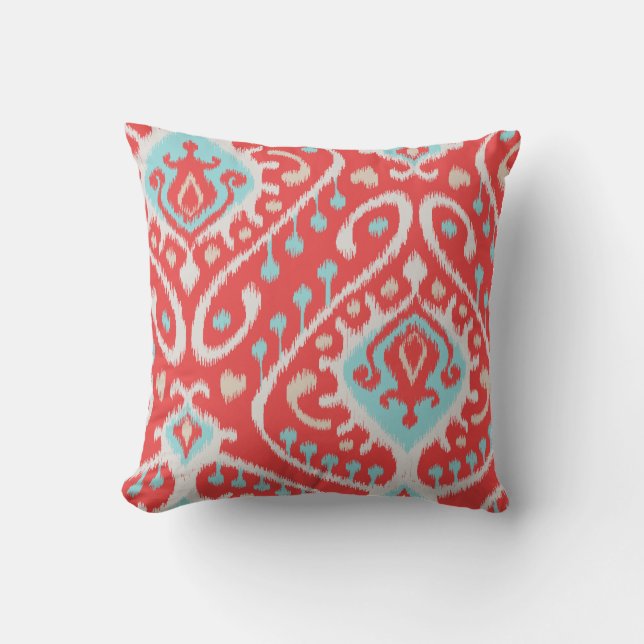 Coussin Le rouge élégant chic et l'ikat tribal de (Recto)