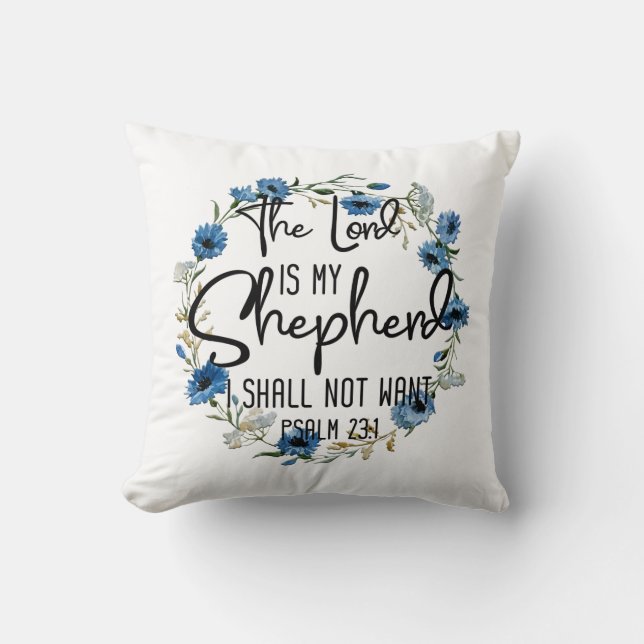 Coussin Le Seigneur est mon berger| Psaume 23:1 Bible Vers (Recto)