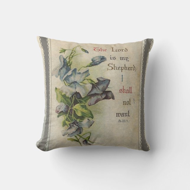 Coussin Le seigneur est mon écriture sainte florale de (Recto)