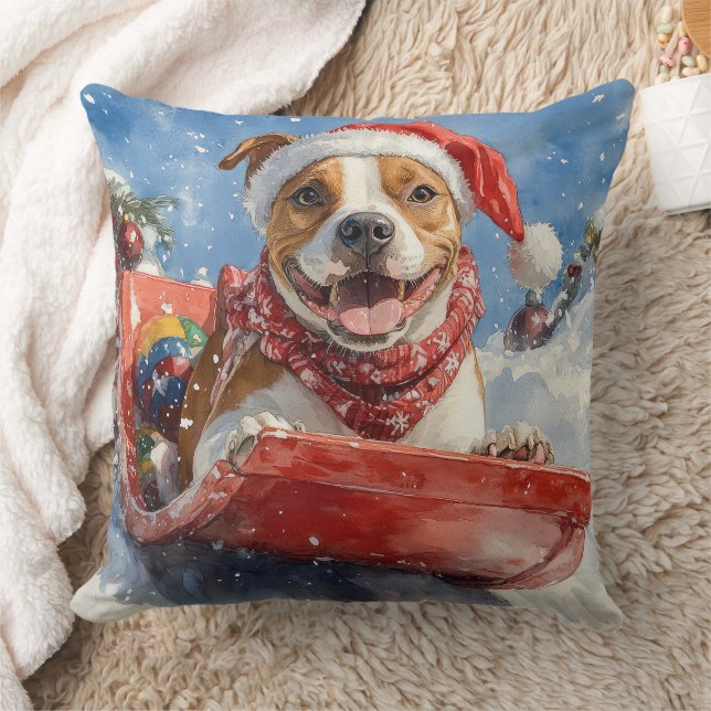Coussin Le Staffordshire américain à Noël doré (Couverture)