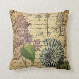 Coussin le steampunk verrouille le lilas pourpre botanique