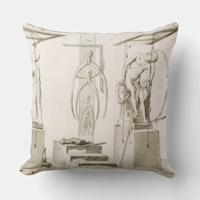 Coussin Le studio d'un sculpteur, c.1800 (gravure) (Recto)