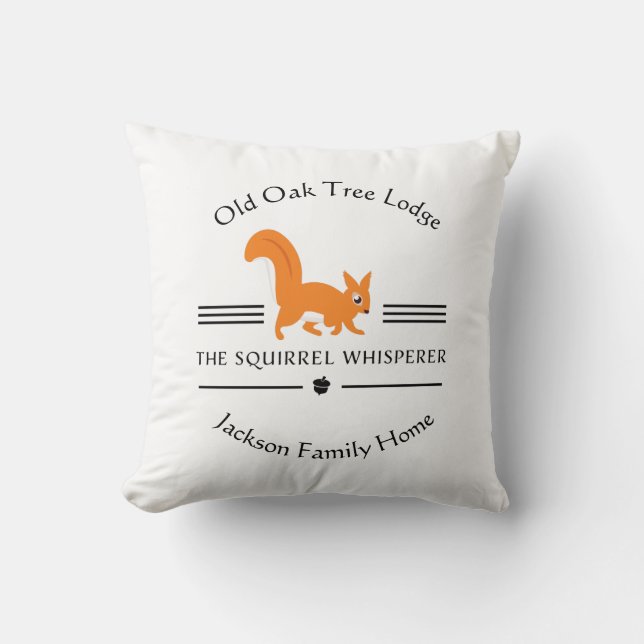 Coussin Le texte et la couleur personnalisés de l'écureuil (Recto)