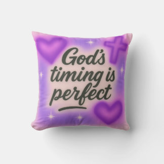 Coussin le timing de dieu est parfait aérographe rétro 90s