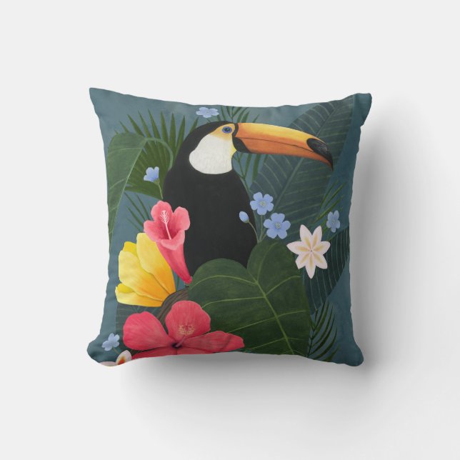 Coussin Le Toucan tropical en pleine nature (Recto)