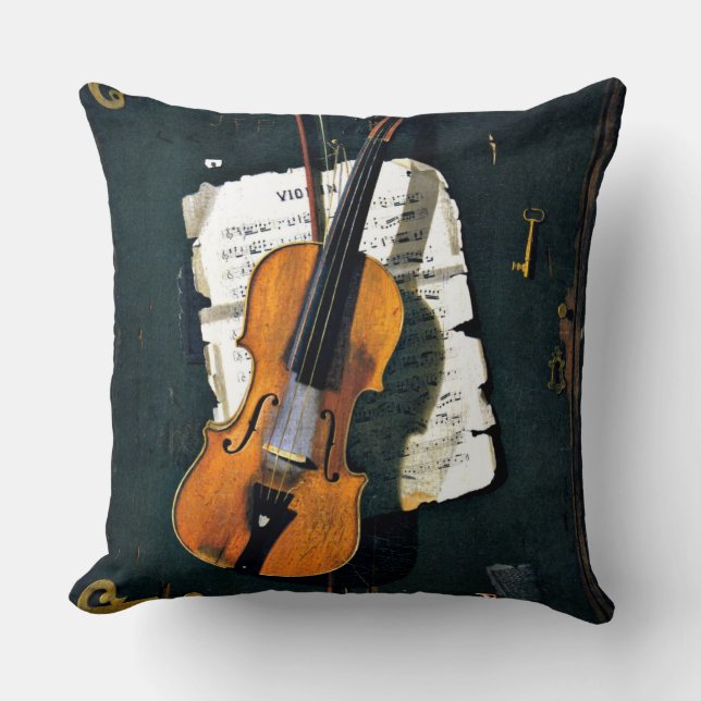 Coussin Le Vieux Violon, peinture d'art (Recto)