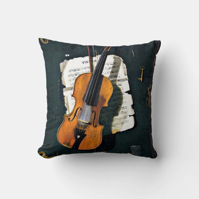 Coussin Le Vieux Violon, peinture d'art (Recto)