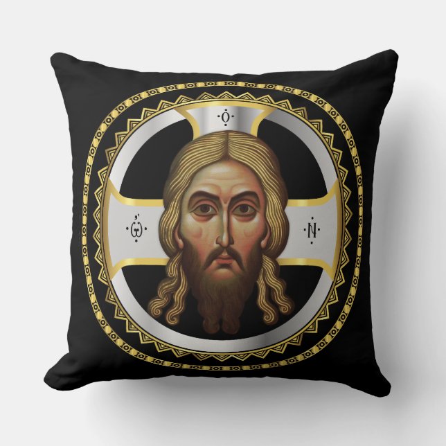 Coussin Le Visage Du Christ Orthodoxe Icône Noire (Recto)