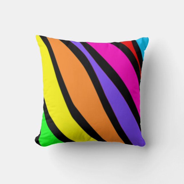 Coussin Le zèbre génial d'arc-en-ciel barre le carreau de (Recto)