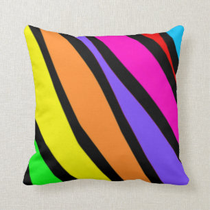 Coussin Le zèbre génial d'arc-en-ciel barre le carreau de