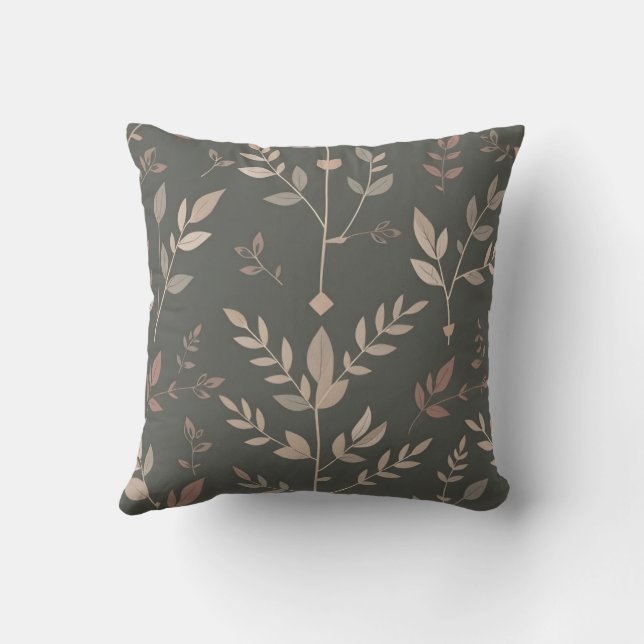 Coussin Leaf & Fern Design Dark Pastel Pattern (Verso)