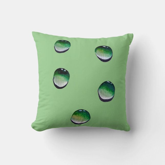 Coussin L'eau verte goutte de l'eau (Recto)