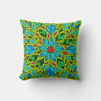 Coussin Leaves Mandala Design 