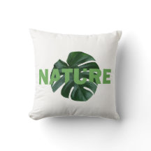 leaves monstera on white throw pillow