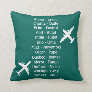 Coussin Leçon de vol de l'alphabet du pilote militaire