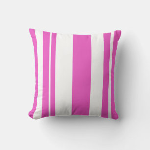 Coussin Lecteur de lancer à rayures blanches et roses