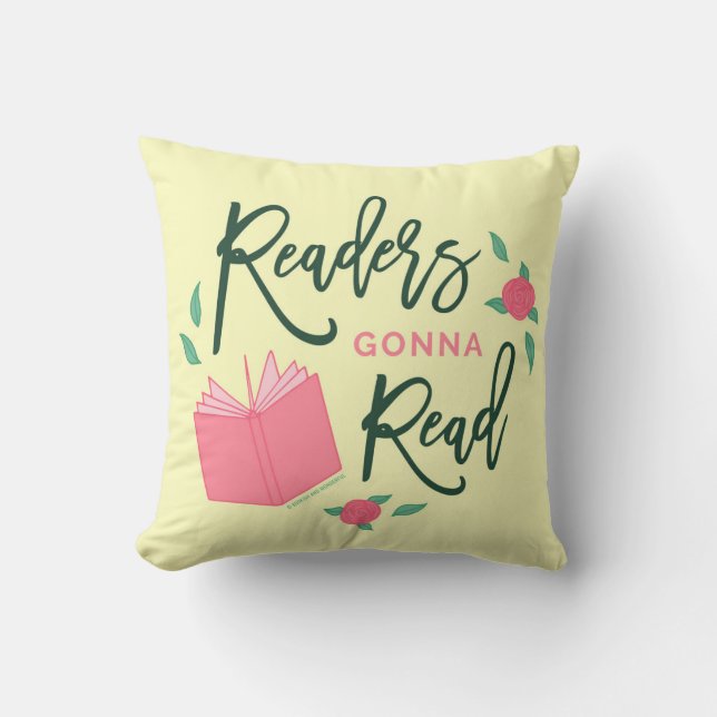 Coussin Lecteurs allant lire floral livresque (Recto)