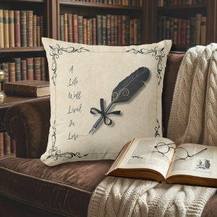 Coussin Lecture de style vintage de l'académie sombre et l